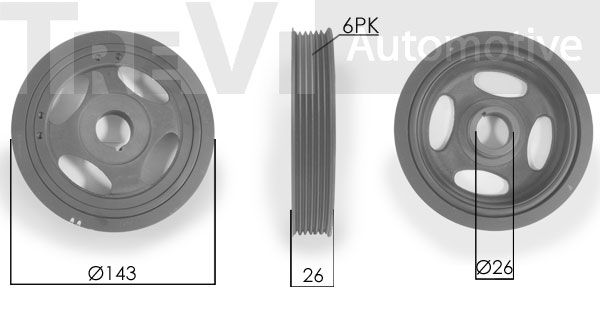 TREVI AUTOMOTIVE Ременный шкив, коленчатый вал PC1134